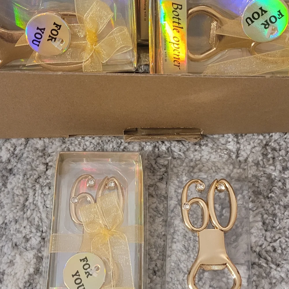 20 pcs gold metal, Bottle openers, favors (celebrate 60 years)